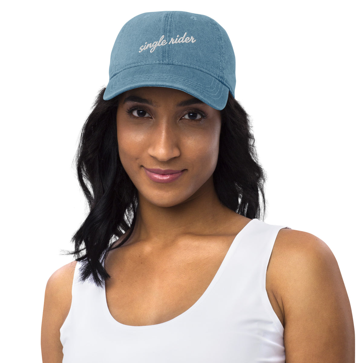 Single Rider Denim Cap in Blue, product shot