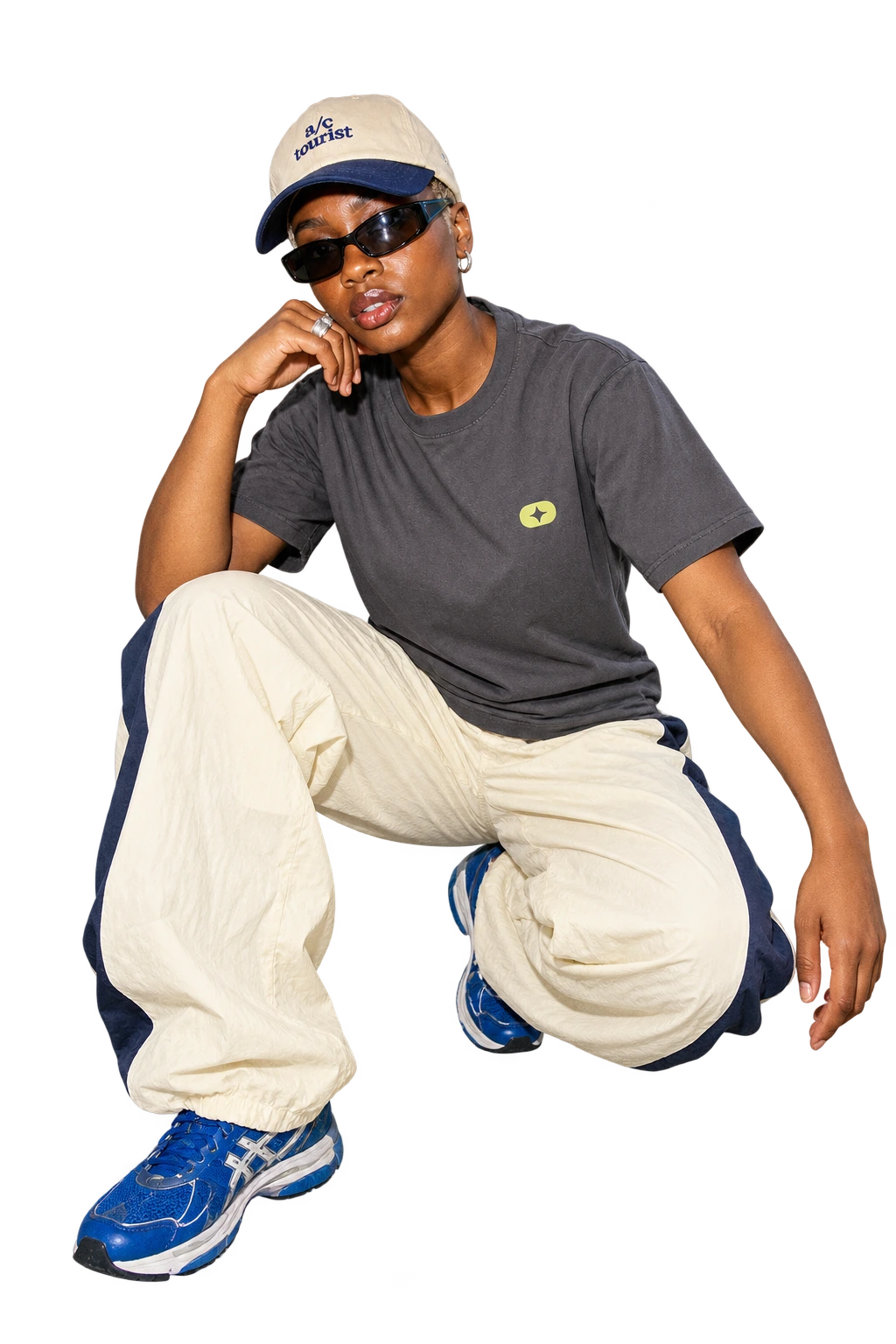 Air Time Tee worn by a model, front view, studio