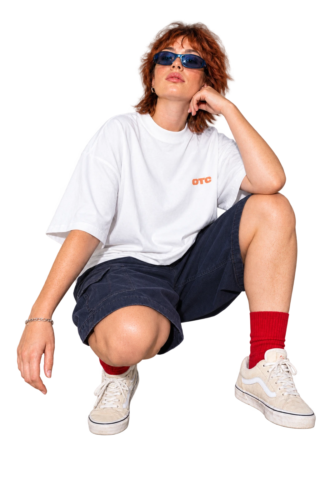 It’s My Pretzel Now Oversized Tee worn by a model, front view, studio