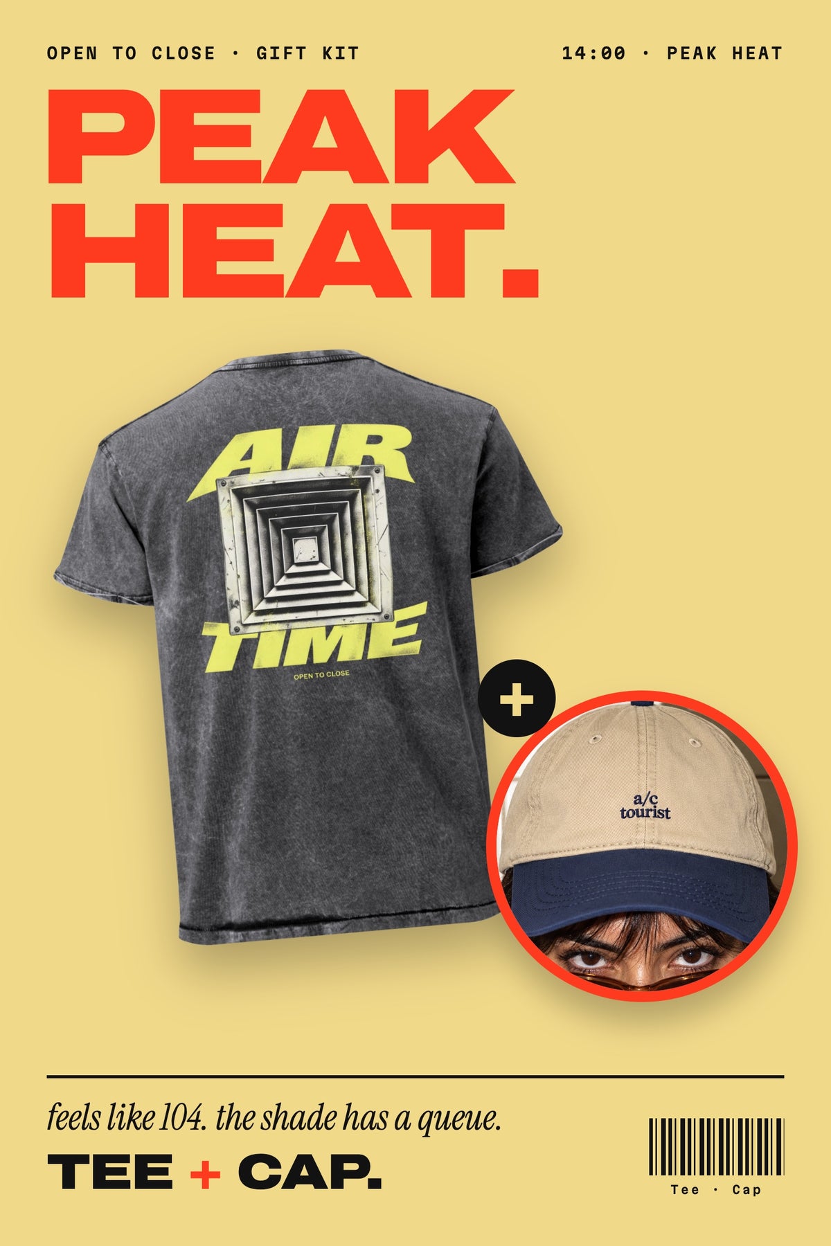 Peak Heat Gift Kit: the Air Time Tee plus the A/C Tourist Cap, together as one gift