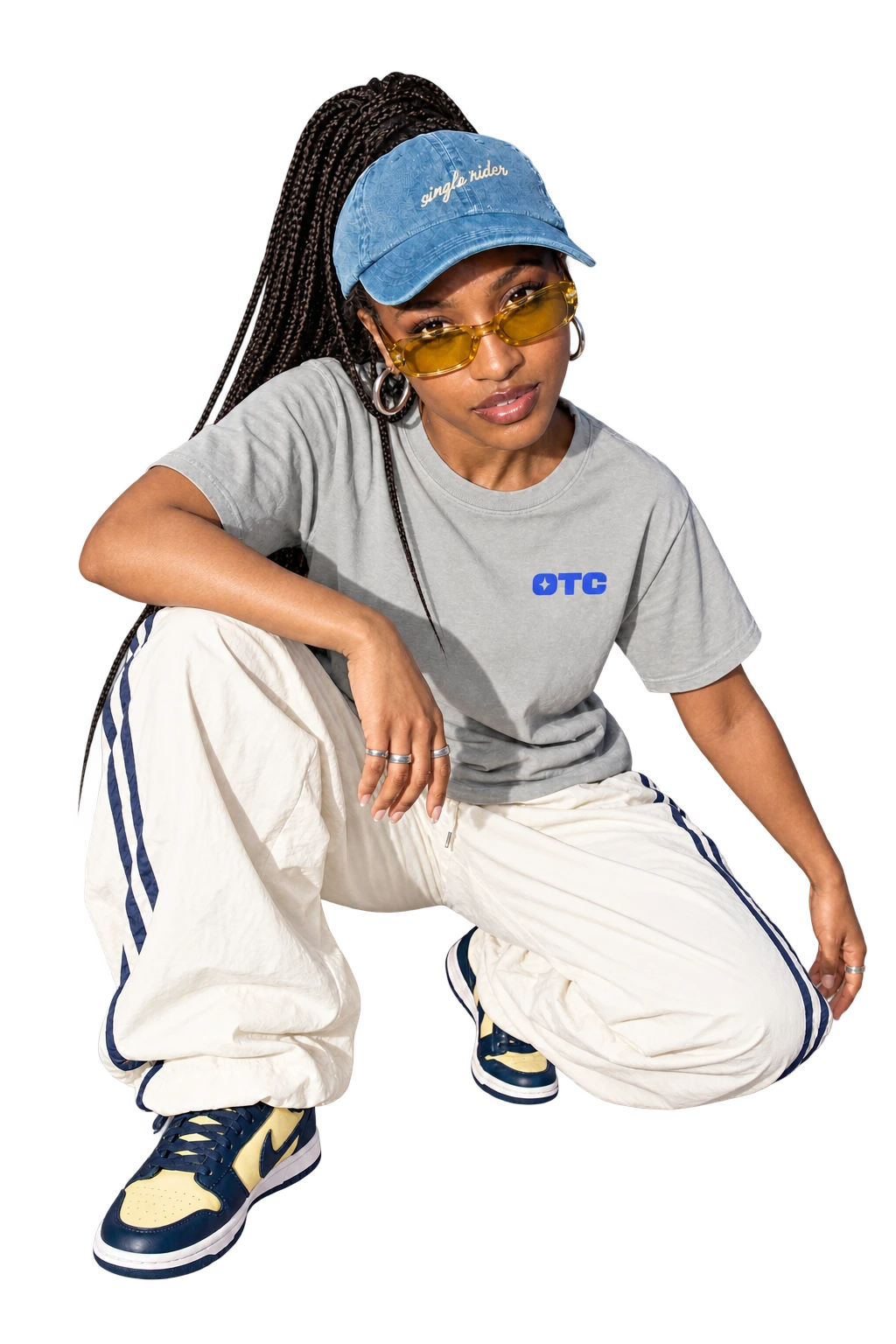 Rides, Vibes & Snacks tee worn by a model, front view, studio
